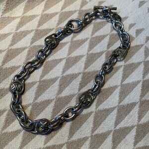 Michael Kors silver plated womens chunky link choker necklace heavy substantial